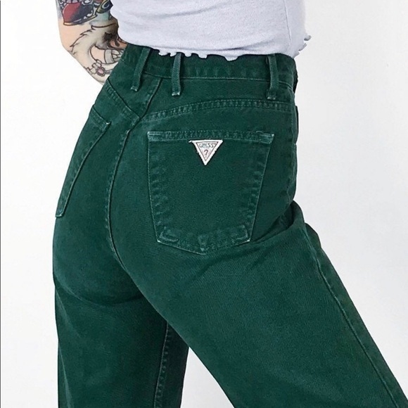 Rare Vintage Guess Forest Green Jeans / Size 26